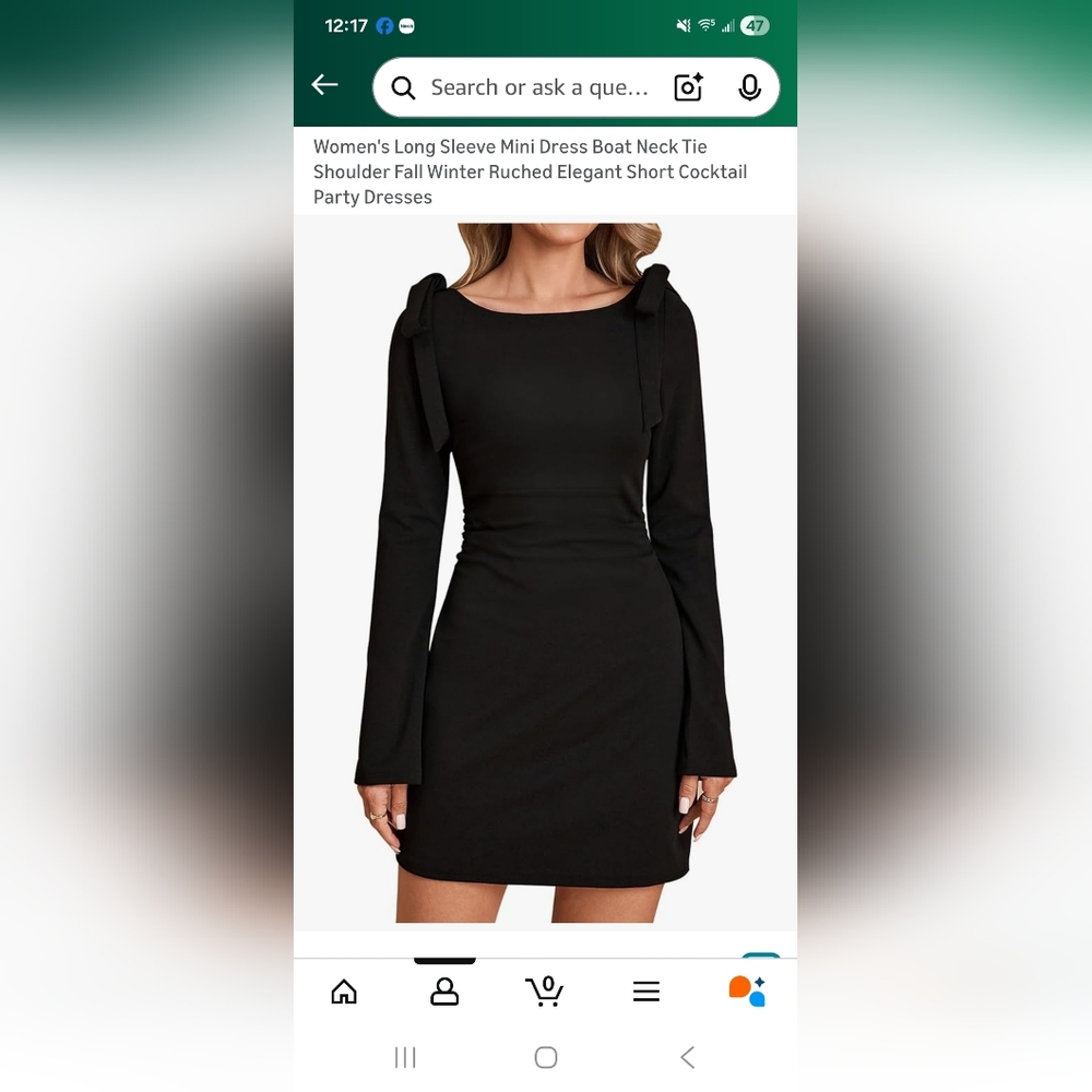 Black Long Sleeve Cocktail Mini Dress – NWT, Size Medium - Picture 8 of 9